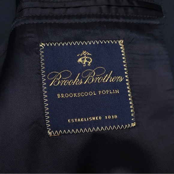 Brooks Brothers Mens Suit 40R 34W Blue Cotton Brookscool Poplin 2pc Blazer Pants - Picture 4 of 14